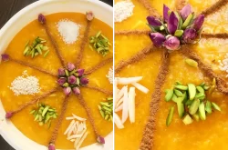 Traditional Iranian Sweet Rice & Saffron Pudding